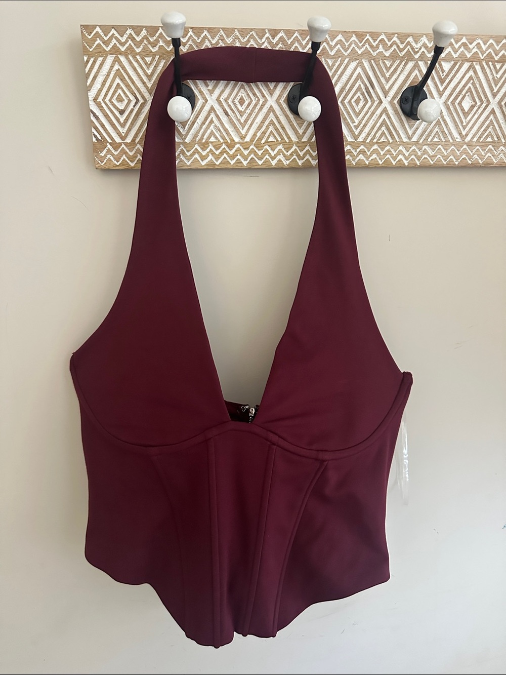 Windsor Burgundy Halter Corset Top NWT